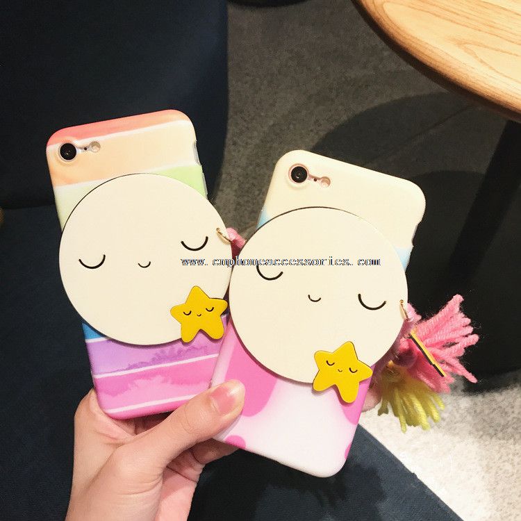 Lovely Star Smile Face Fringed Hair Ball Case for iPhone 7/7 Plus