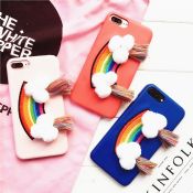 گلدوزی رنگین کمان تقلید دوربین تلفن همراه مورد چرم برای آی فون پلاس 7/7 images