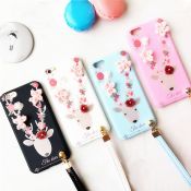 Lusso diamante fiore Corte birra pieno coprire appeso corda telefono TPU per iPhone 6/6Plus/7/7Plus images