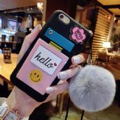 Smile Perfume Bottle Mirror Phone Case Plush Ball Hanging Rope Case for iPhone 7/7 Plus images