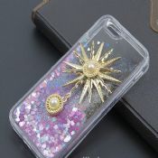 Transparent Sun Gold PC Quicksand Shell Case with Diamond for iPhone 6 images