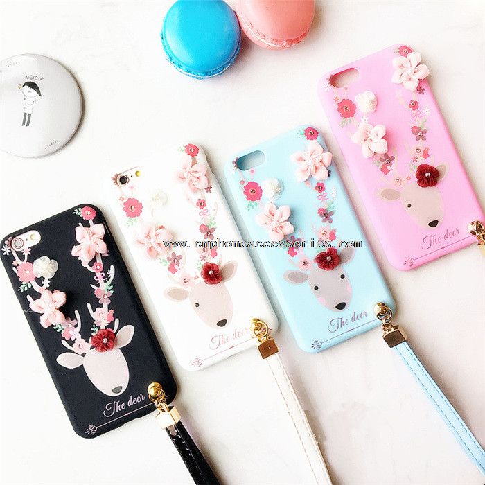 Luxury Diamond Flower Court Beer Full Cover TPU Hanging Rope Phone Case for iPhone 6/6Plus/7/7Plus
