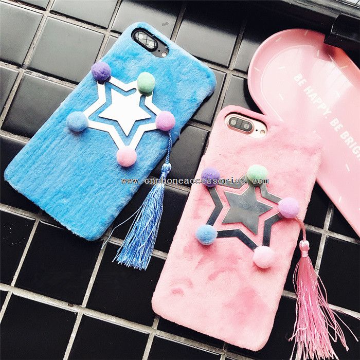 Plating Star Manual Hairball Tassels Winter Phone Case for iPhone 6/7