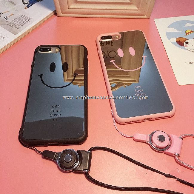 Tersenyum cermin menggantung tali Phone Case untuk iPhone 7