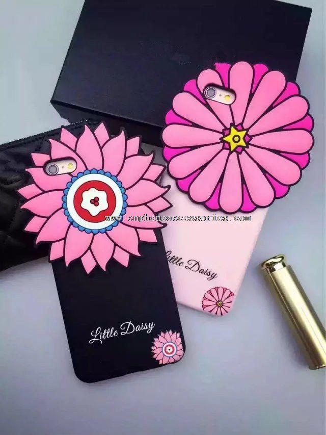 Belle fleur Little Daisy téléphone housse Silicone noir pour iPhone 6