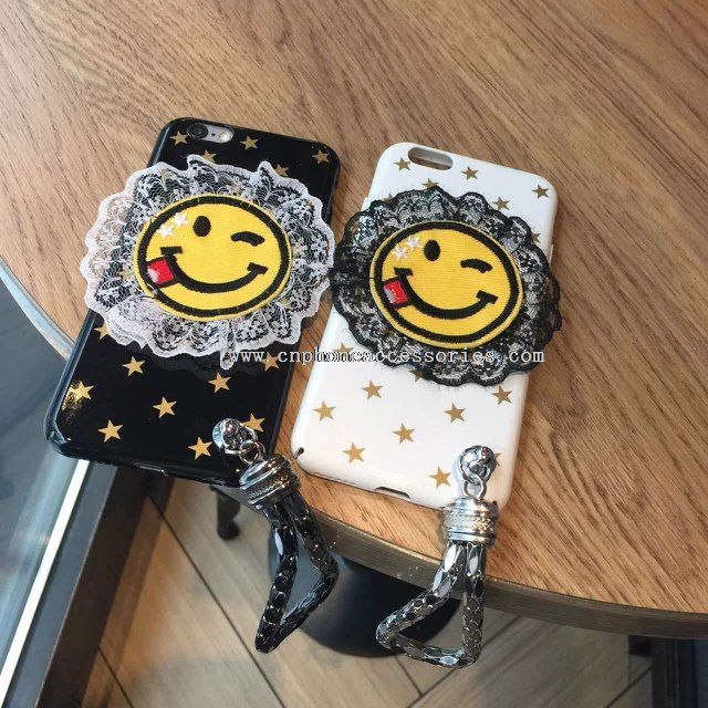 Nero e bianco sorriso viso girasole pizzo cellulare custodia per iPhone 6 caso