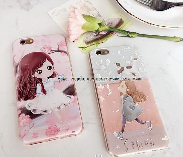Cartoon Girl Silicone Cell Phone Case for iPhone6s 6plus