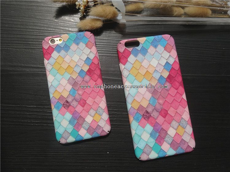 Coloridas escamas de sirena y goteo PC completo cubierta celular estuche para iPhone 6 caso