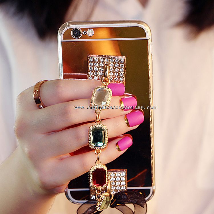 Diamante pulseiras, capa de Silicone para iPhone 6
