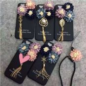 3D bunga Pearl liontin menggantung tali Phone Case untuk iPhone 6 6s images