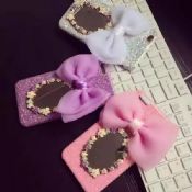 Bella grande bowknot pc caso con specchio di pizzo per ragazze per iPhone 6 images