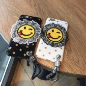 Hitam dan putih tersenyum wajah Sunflower Mobile Phone renda Case untuk iPhone 6 kasus images