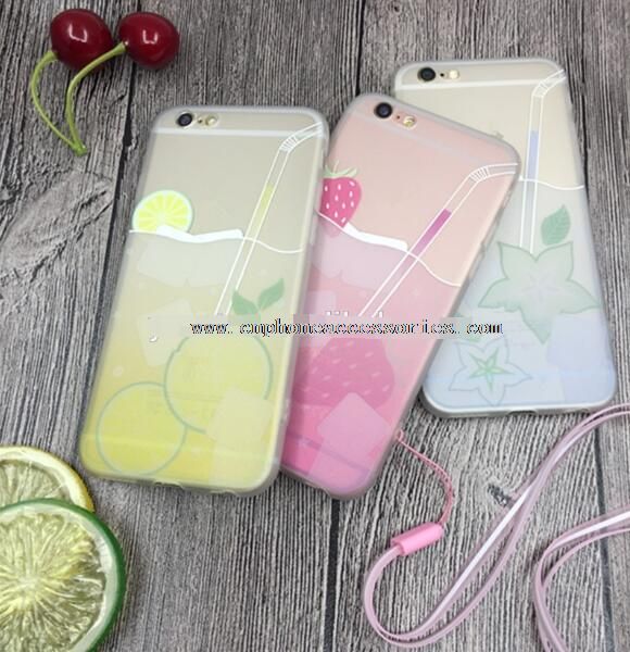 Caixa de telefone de padrão de frutas de verão com a corda para iPhone 6