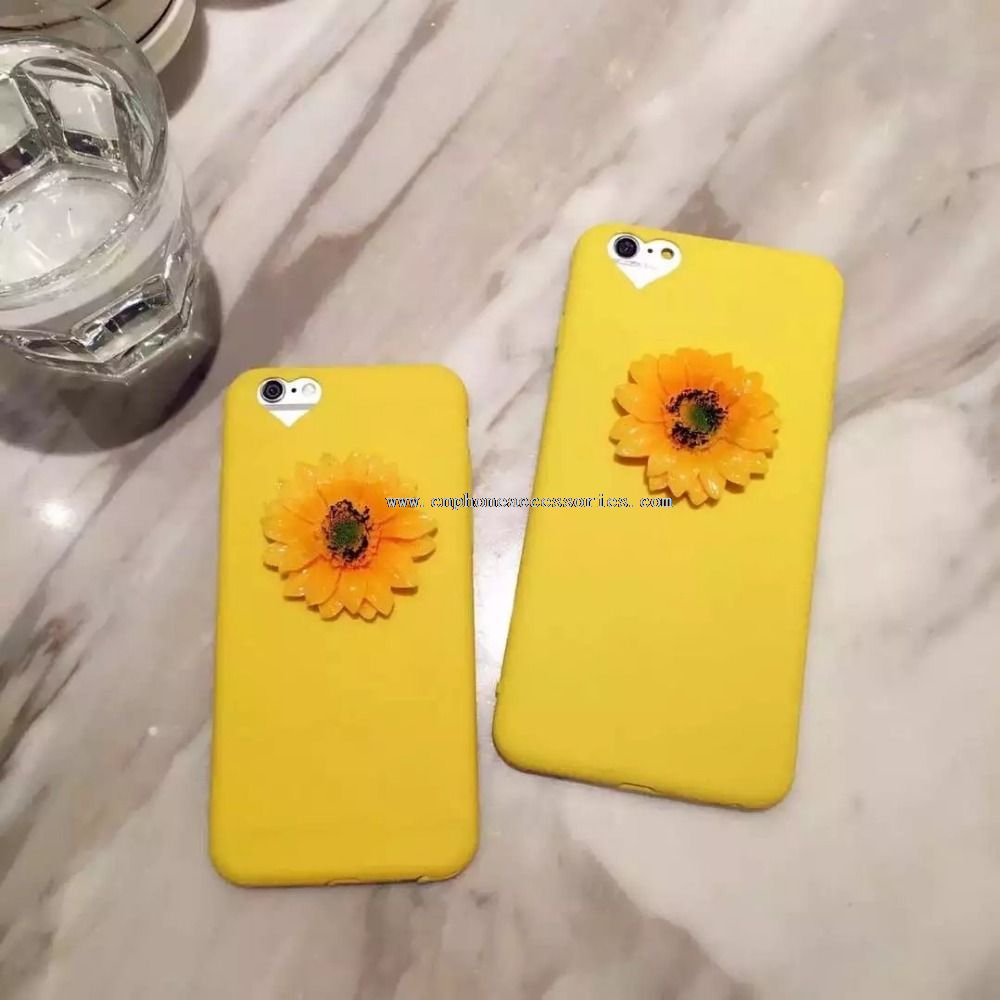 Floarea-soarelui inima în formă de TPU telefon mobil de caz pentru iPhone 6