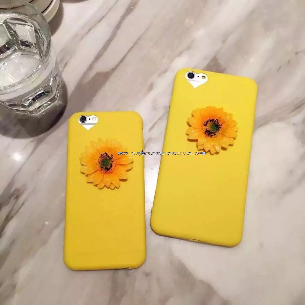 Girasol corazón en forma de teléfono móvil de TPU para el iPhone 6