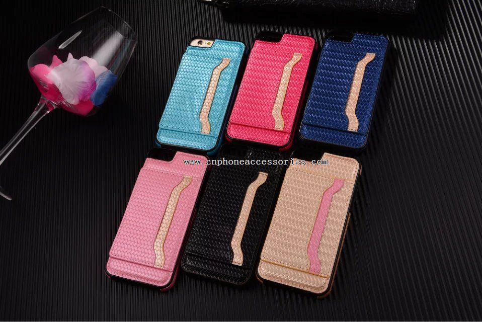 Weave Leather Stand Case with Card Slot for iPhone 6