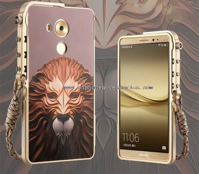 AnimaI pola Aluminium logam bemper pc hard case kembali cover untuk Huawei Mate 8