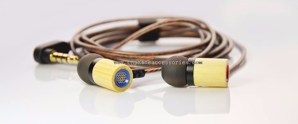 Bamboo Wood Earphones with Microphone