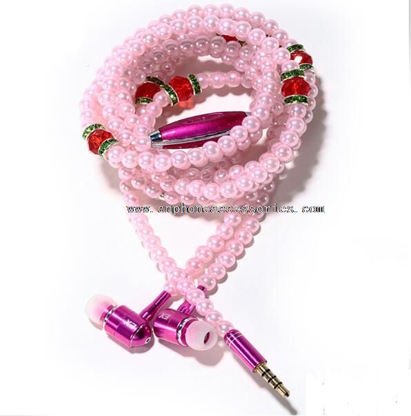 Bling Diamond Kalung Mutiara jaringan Earphone