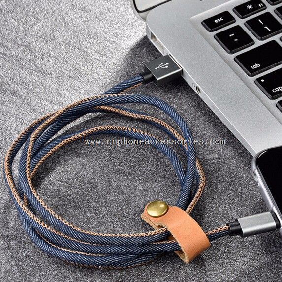 dril de algodón Jean para cable de cargador móvil usb personalizadas iphone