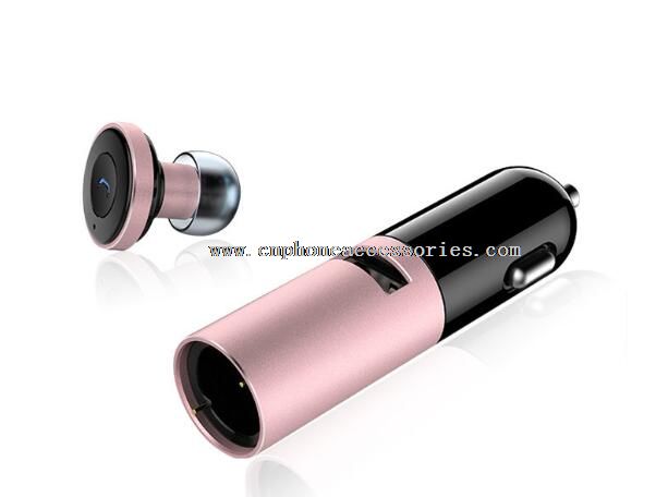 Multi-function Bluetooth V4.0 Hands-free Call Earphone with Mic Elegant Design Portable Car Charger Earbud