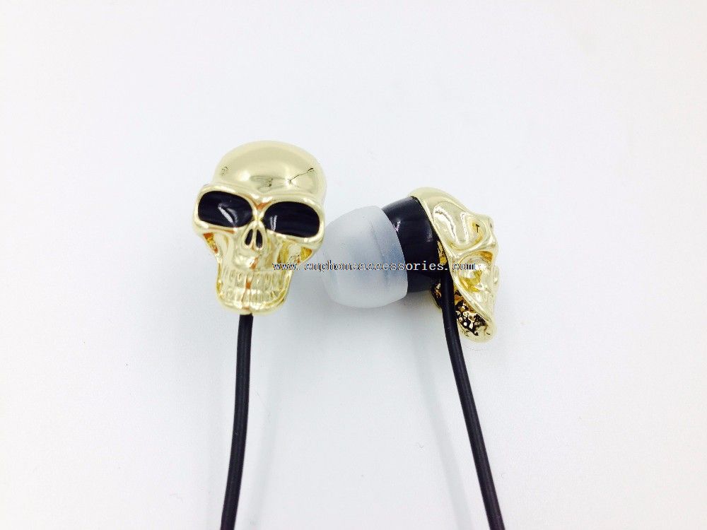 Skull Metal Earbuds With Mic