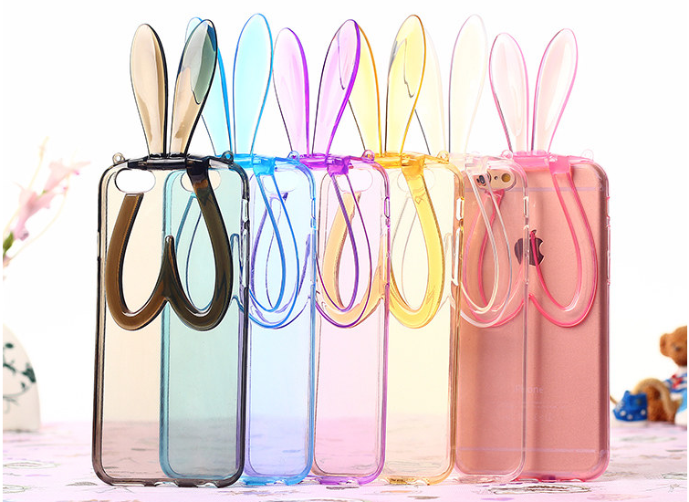 rabbit ear stand holder clear tpu case