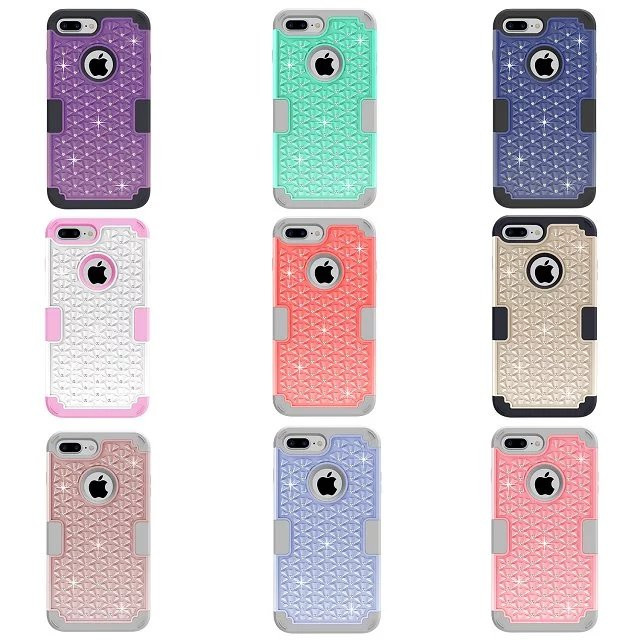 Star Rhinestone Dimond TPU PC 3 IN 1 Back Cover phone Case