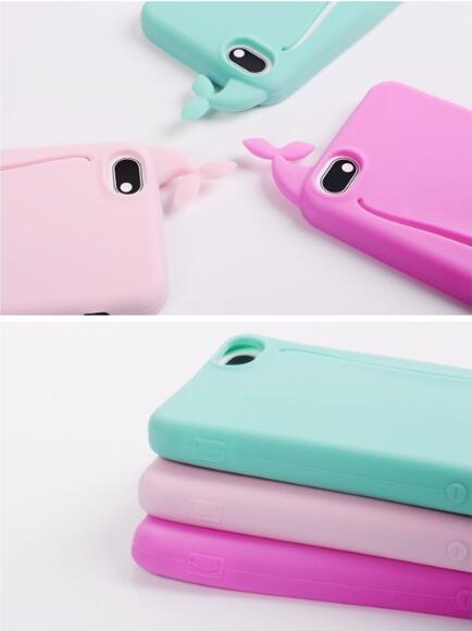 lovely whale design silicone phone case 