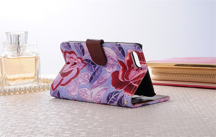  bunga kanvas flip dompet kasus untuk iphone 7 7 plus