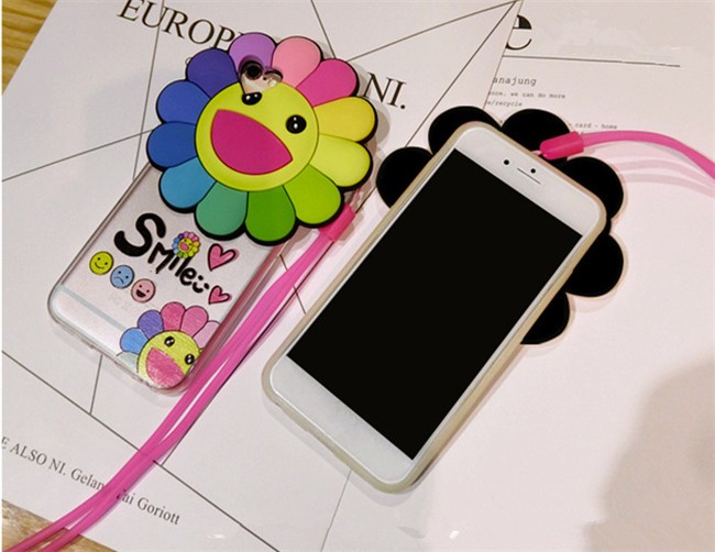  flowers rubber tpu cute cover strap case 