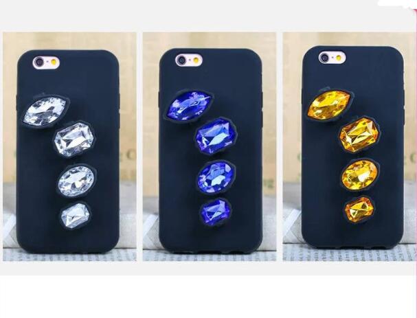  Silicone Back Cover With Diamond Ring for iPhone 6 6s 6s Plus