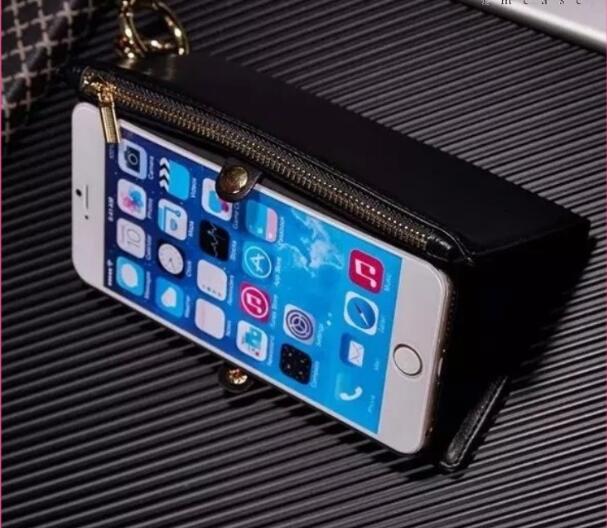 Multi Dragkedja läder plånbok telefon fallet för iphone 6