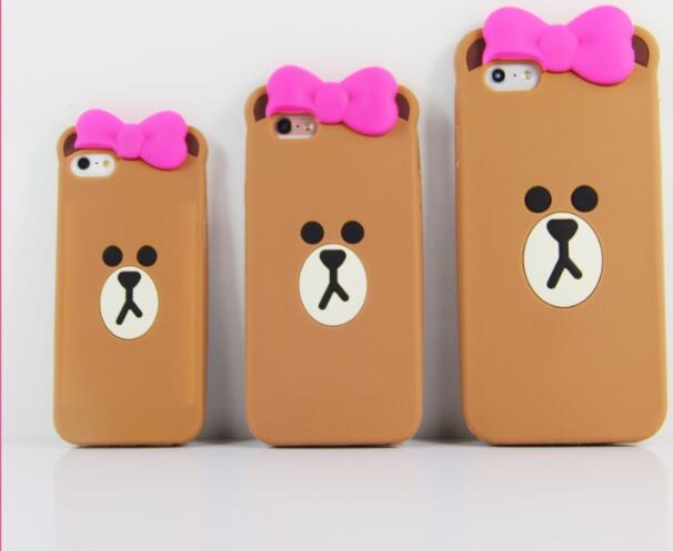  Orso Marrone Sveglio 3D Cover Per iPhone 5S/6S/6S Plus 