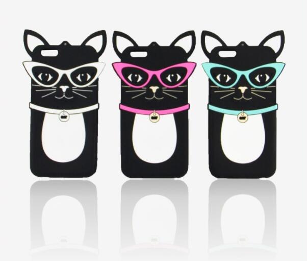 3D glass cat silicone case for iPhone 6 6S Plus