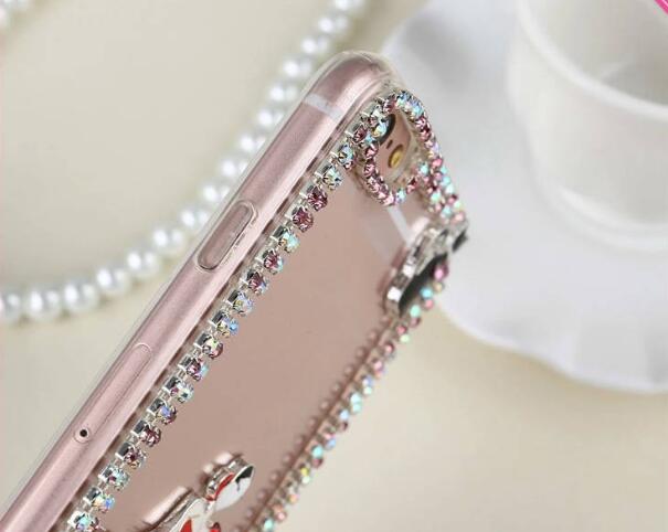  Transparente Diamantes Cobrir Sereia PC Case Para iPhone 6 6 Plus
