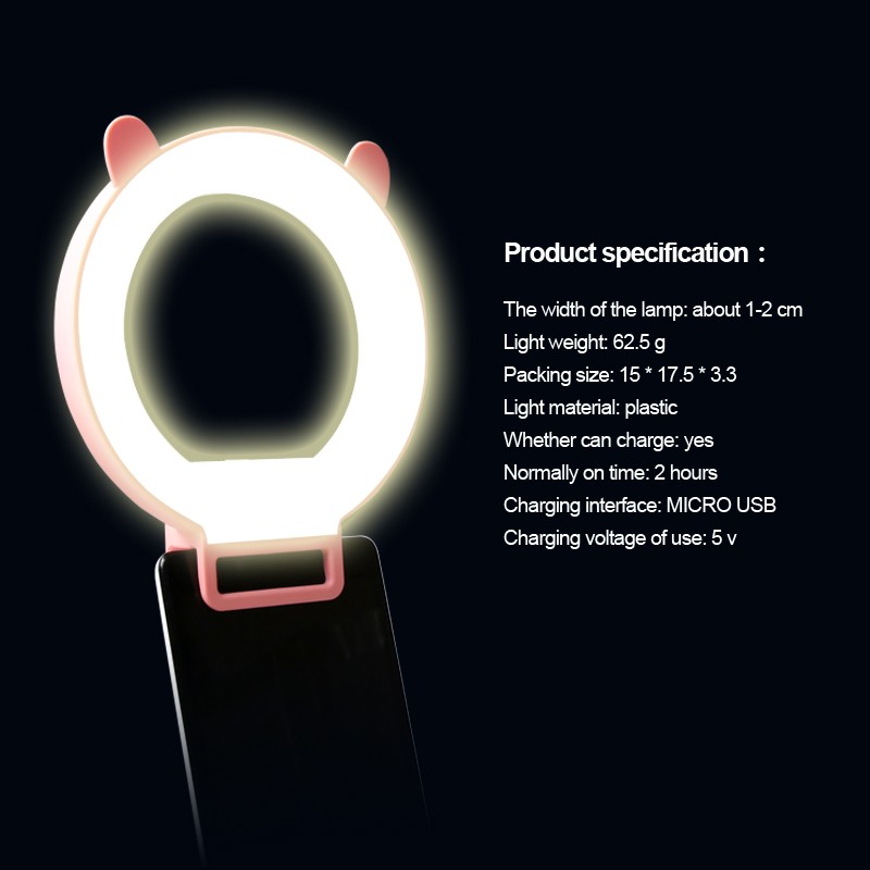 Újratölthető gyűrű selfie light