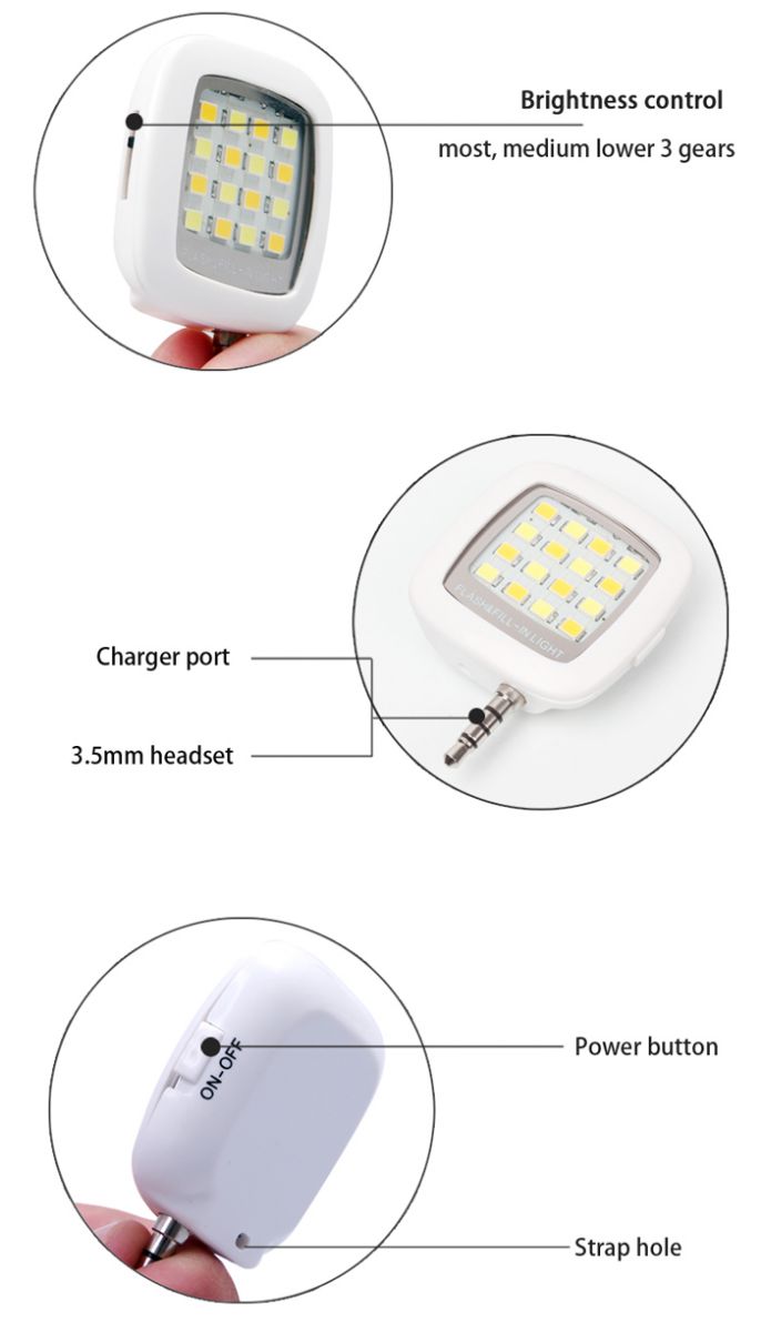 pocket selfie stick monopod with selfie light