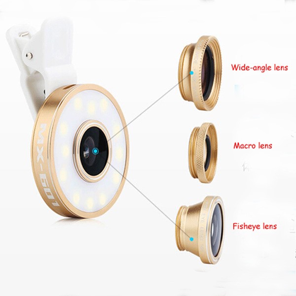 Universal Smartphone 3 in 1 Camera Lens With Selfie Flash Light