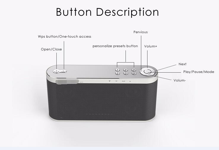  Bluetooth 4.0 Transportabel Trådløs Wifi Smart musik Højttaleren 