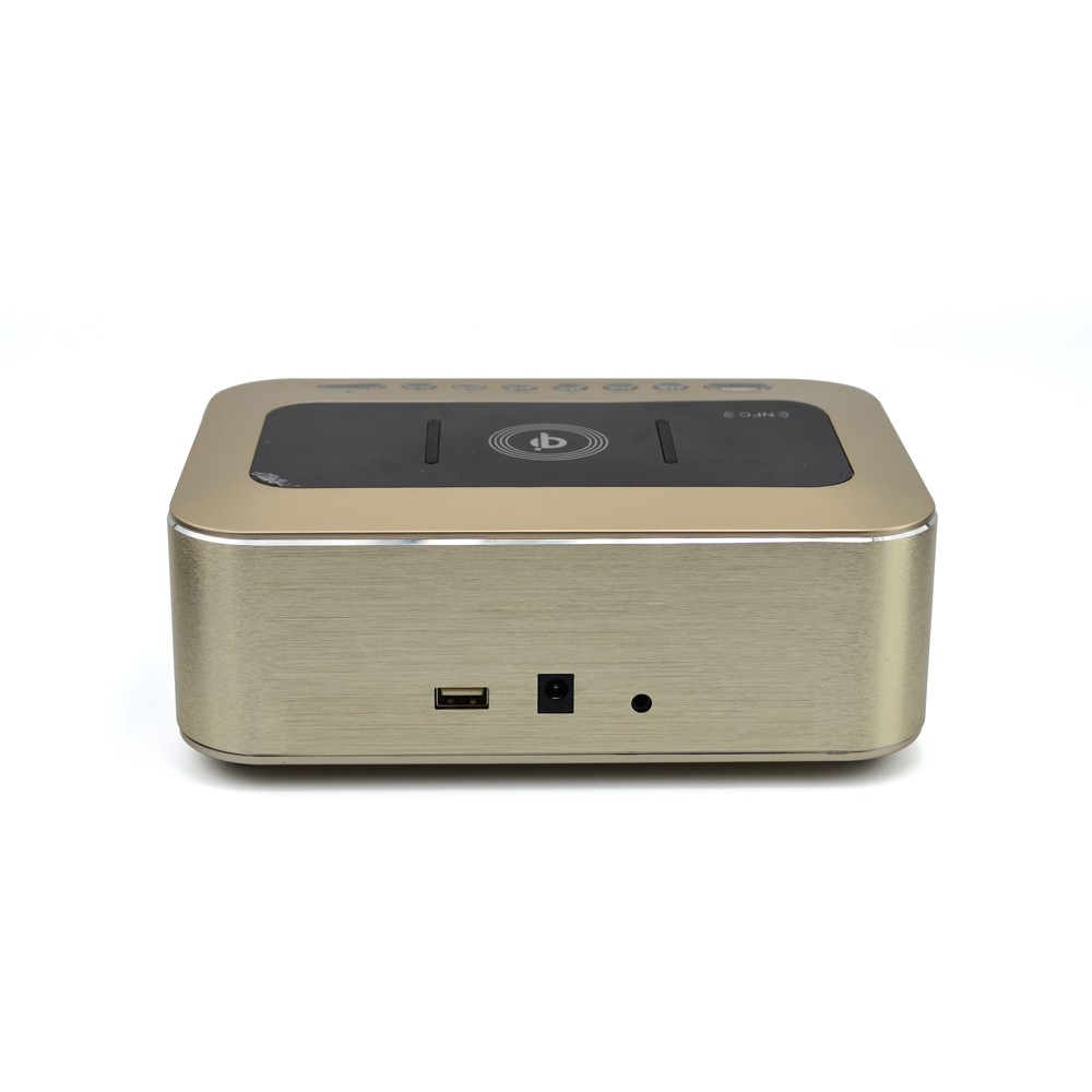 Qi Wireless Pengisian Jam Alarm Bluetooth Speaker dengan Suhu LED display