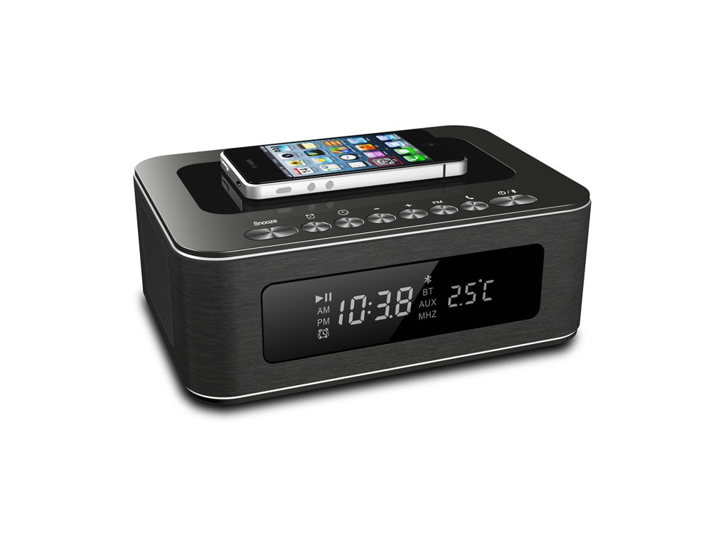 Qi Wireless Charging Alarm Clock Bluetooth Speaker with Temperature LED display