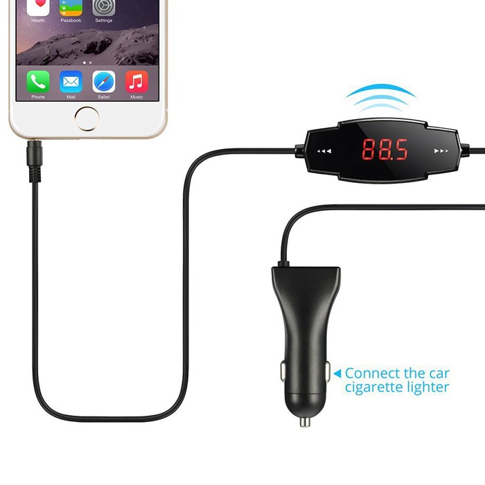 mobil fm transmitter dengan pengisi cepat 5V 2.4A