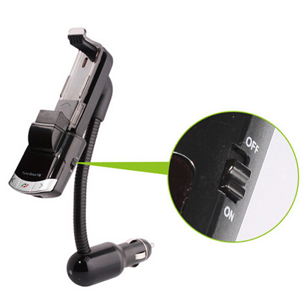 bluetooth car kit speakerphone with fm transmitter with phone holder