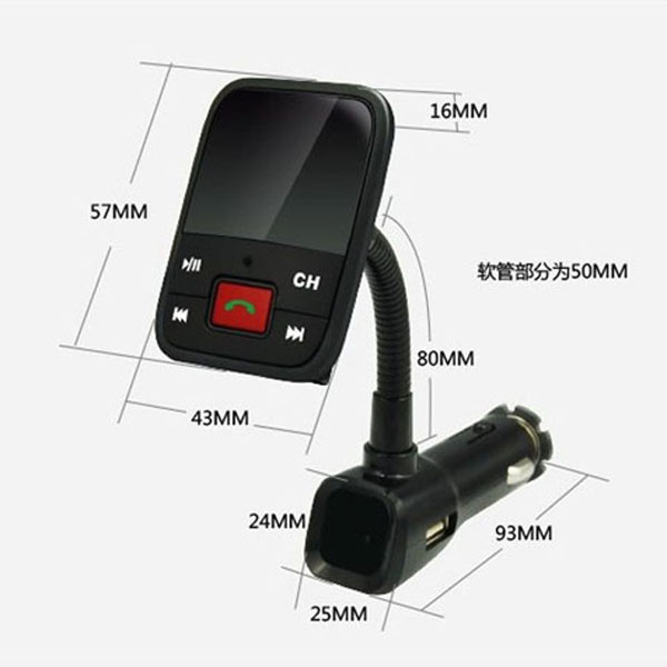 Bluetooth Bil MP3-Spelare FM Transmitter med 5V 2.1a USB laddare 