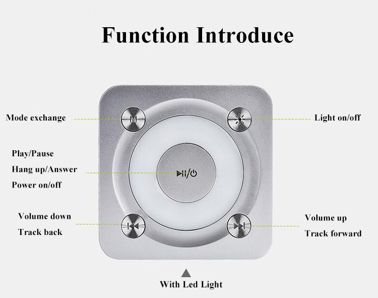 Kov Bluetooth Reproduktory s 1000mah Baterie LED light