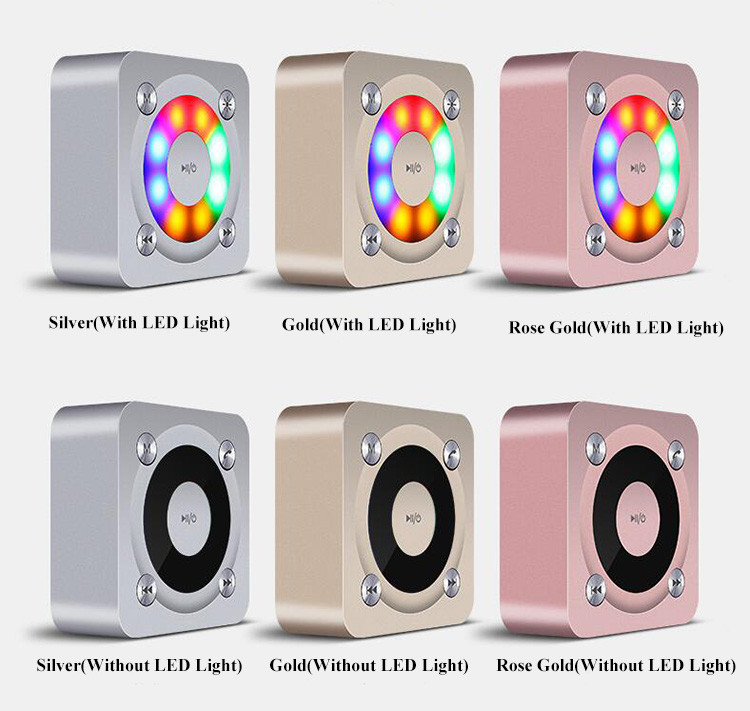 Metal Bluetooth Speakers With 1000mah Battery LED light