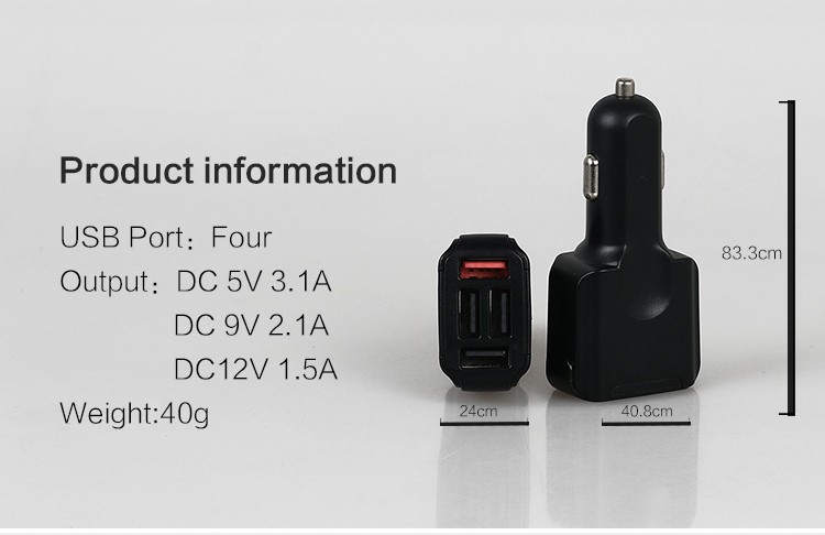 4USB Type-c quick travel car charger