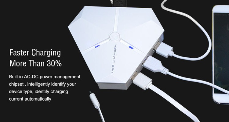 EU/US/UK Plug 6 Ports USB Wall Travel Charger 