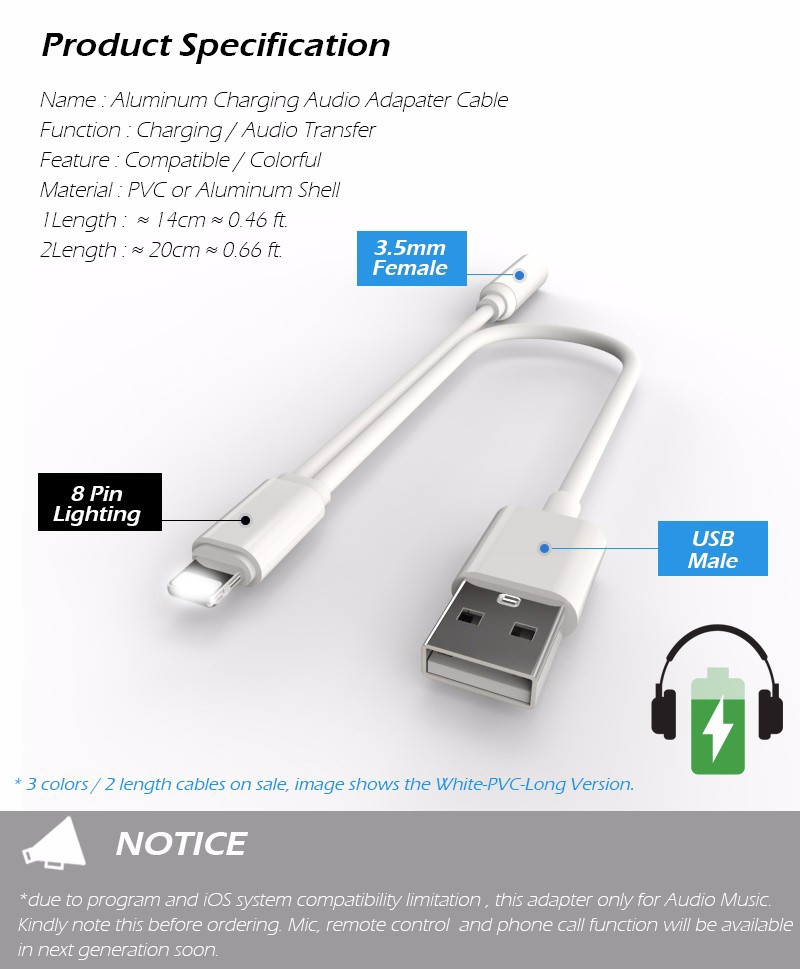  Kulaklık Kablosu için iPhone 7 Plus